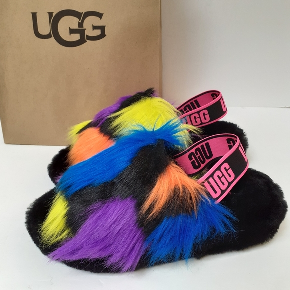 UGG Fluff Yeah Party Spot Sandals Sz 7 - Picture 1 of 7